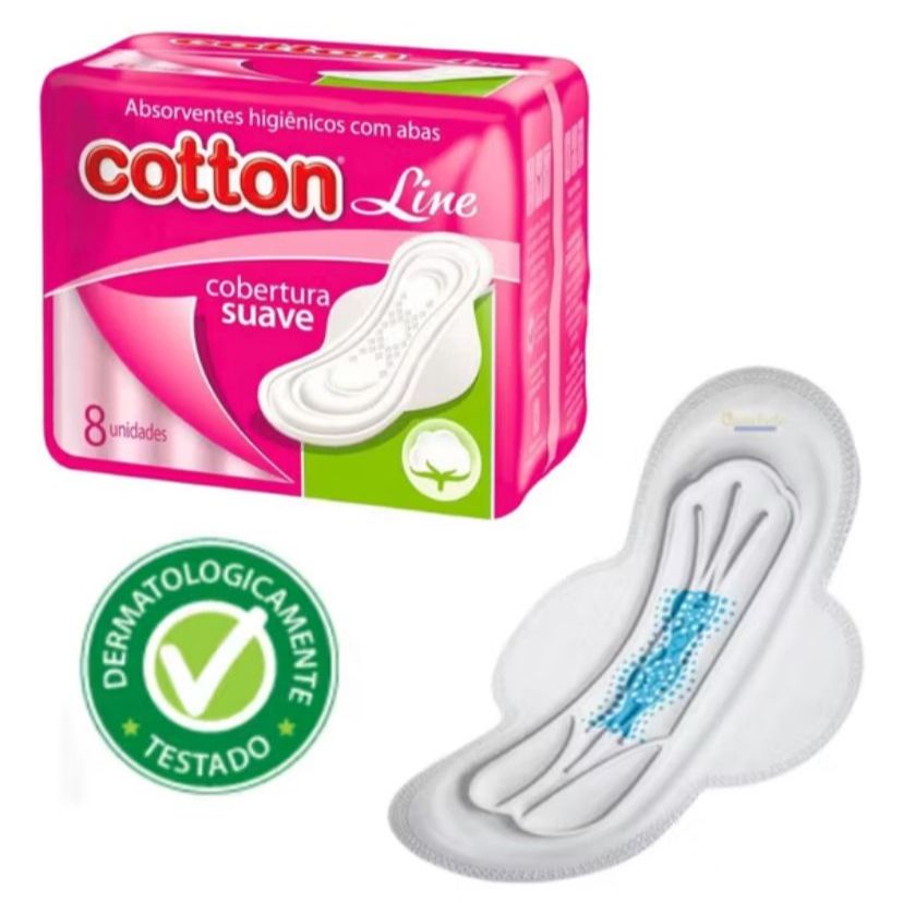 Kit 12 Absorventes c/ 8 Unidades Cada Pacote C/ Abas Suave