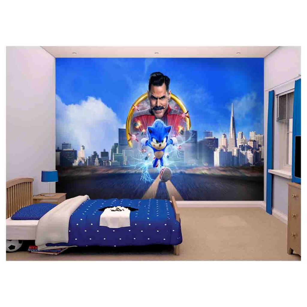 Papel de Parede Adesivo Decorativo Decoração Infantil Quarto Jogo de Video Game Filme Sonic SNC 001