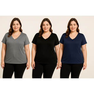 Kit 3 Blusas Femininas Plus Size Fitness Viscolycra GG ao G3 | Gola V Conforto e Estilo em Oferta na Shopee