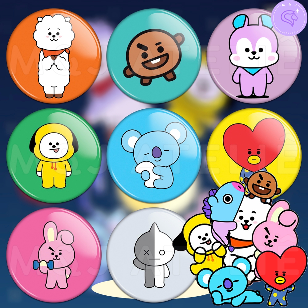 Bottons BT21 BTS K-pop - Personalizados Bottom Broche alfinete Boton Button - 3,2cm/4,4cm/5,8cm
