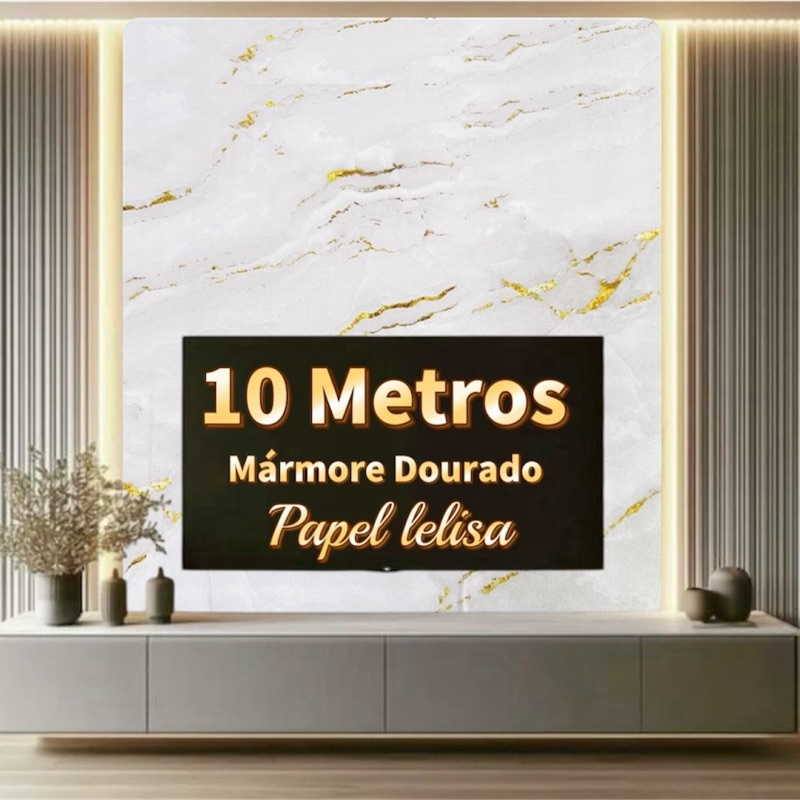 papel de parede de Parede 3D Mármore  Dourado 10 METROS x 45CM Adesivo Autocolante para Sala, Quarto em Oferta na Shopee