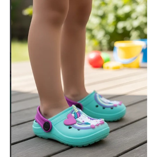 Papete Infantil Sandália  Menina Babuche Unicornio Confortável Leve Macio Passeio Antiderrapante em Oferta na Shopee