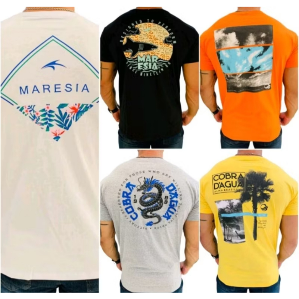 Kit 02,03 Camiseta Masculina Maresias 100% Algodão Estilo Praia Verão e Conforto Estampas Variadas