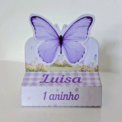 Porta bis duplo com aplique personalizado jardim de borboletas montado - festa infantil, mimos, aniversário