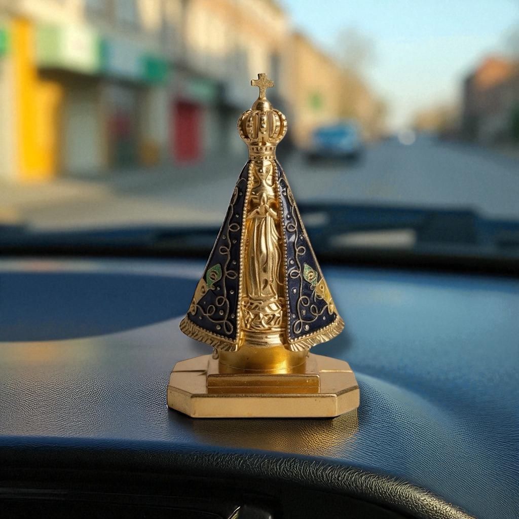 Nossa Senhora Aparecida Painel Carro Dupla Face 5cm Branca — imagem 2 de 2