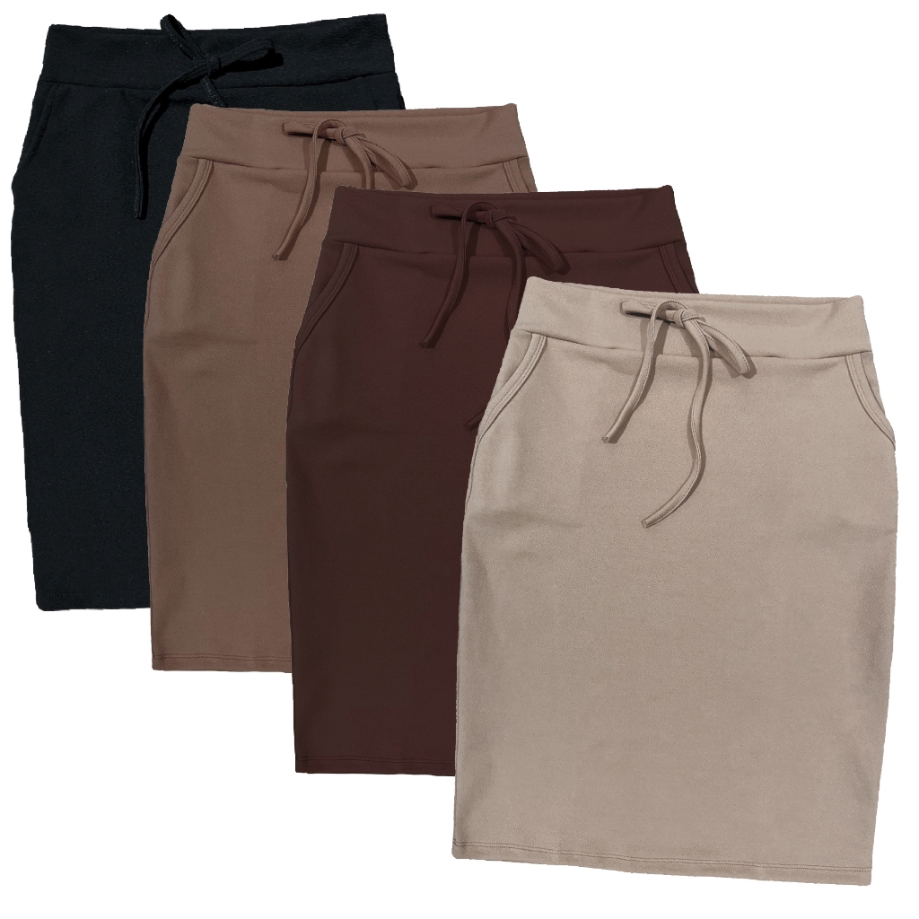 Kit 4 Saias Midi Lapis Feminino Estampadas e Lisas Possui Bolso em Oferta na Shopee