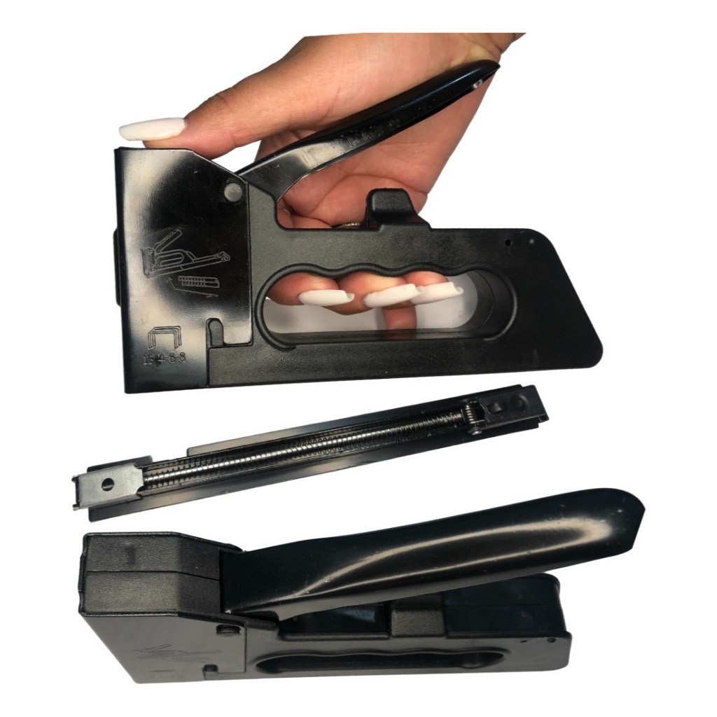 Grampeador Tapeceiro Manual Profissional Estofado Madeira Artesanato Fixador Ajuste Pressão