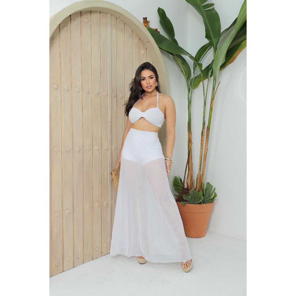 Shorts Saia Rodada longa de Tule