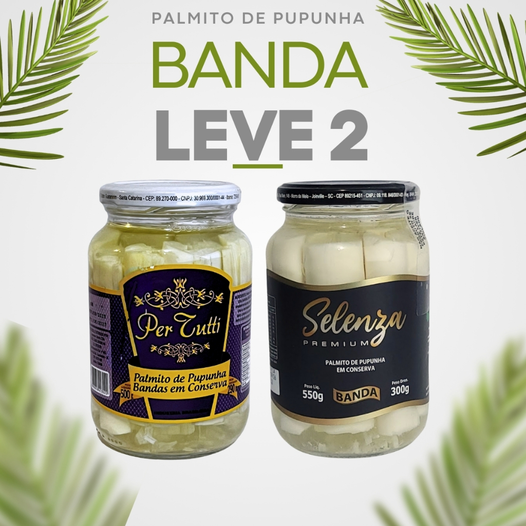 Kit 2 Palmito Em Conserva Banda Pupunha Selenza Per Tutti Premium em Oferta na Shopee