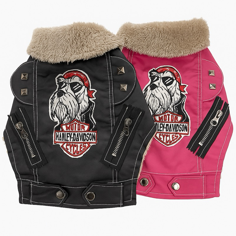 Jaqueta de Couro Pet | Estilo Motoqueiro – Forrada e Confortável