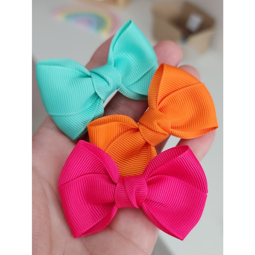 Kit 10 Laços P Infantil | Presilha Forrada com Borrachinha Antideslizante – Conforto e Firmeza