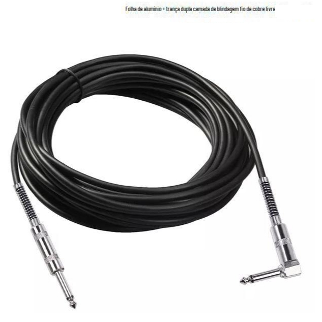Cabo P10 X P10 L 90° Profissional reforçado 6 Metros Guitarra Violão Baixo Teclado