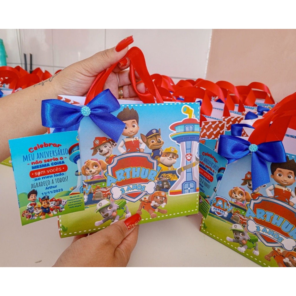 KIT 10/15/20 Sacolinhas Surpresas Festa Patrulha Canina PREMIUM, Lembrancinhas, Aniversario, Personalizadas.