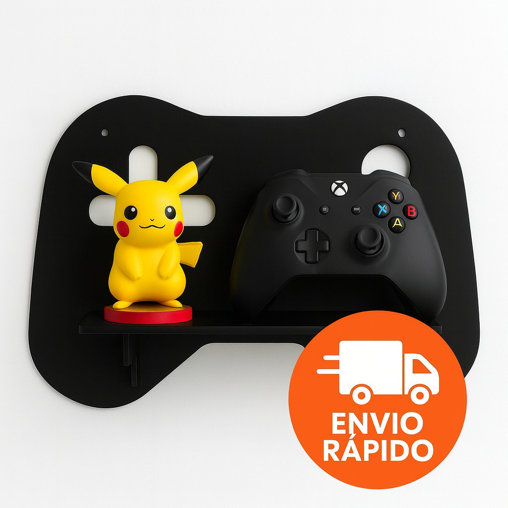 Prateleira Decorativa Controle Game MDF Preto – Suporte Gamer para Quarto Infantil e Escritório Geek