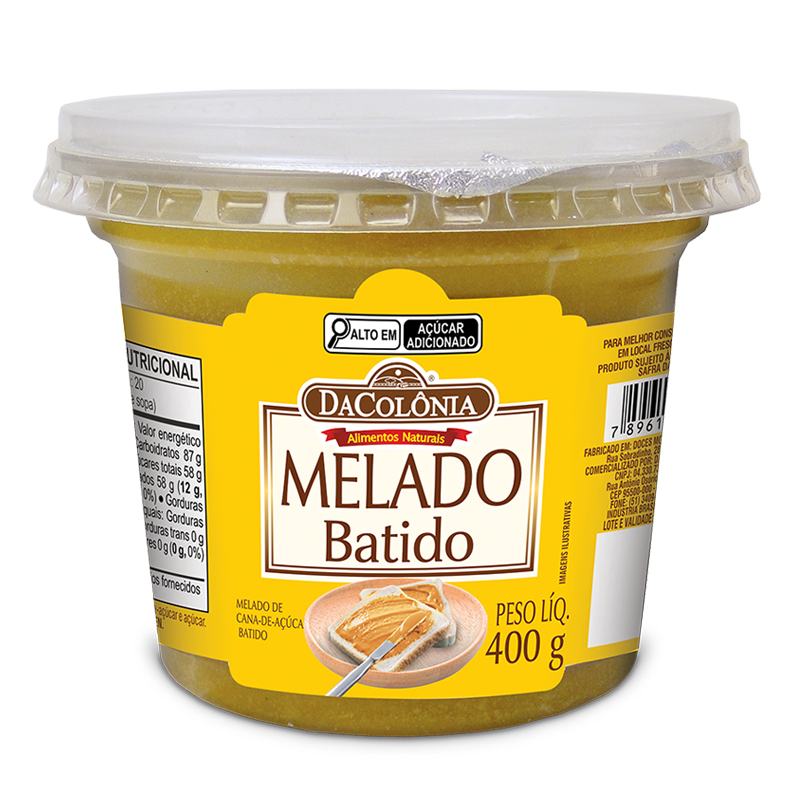 Melado de Cana Batido Sem Glúten Original DaColônia Pote 400g Maionese Agridoce Pipoca Doce