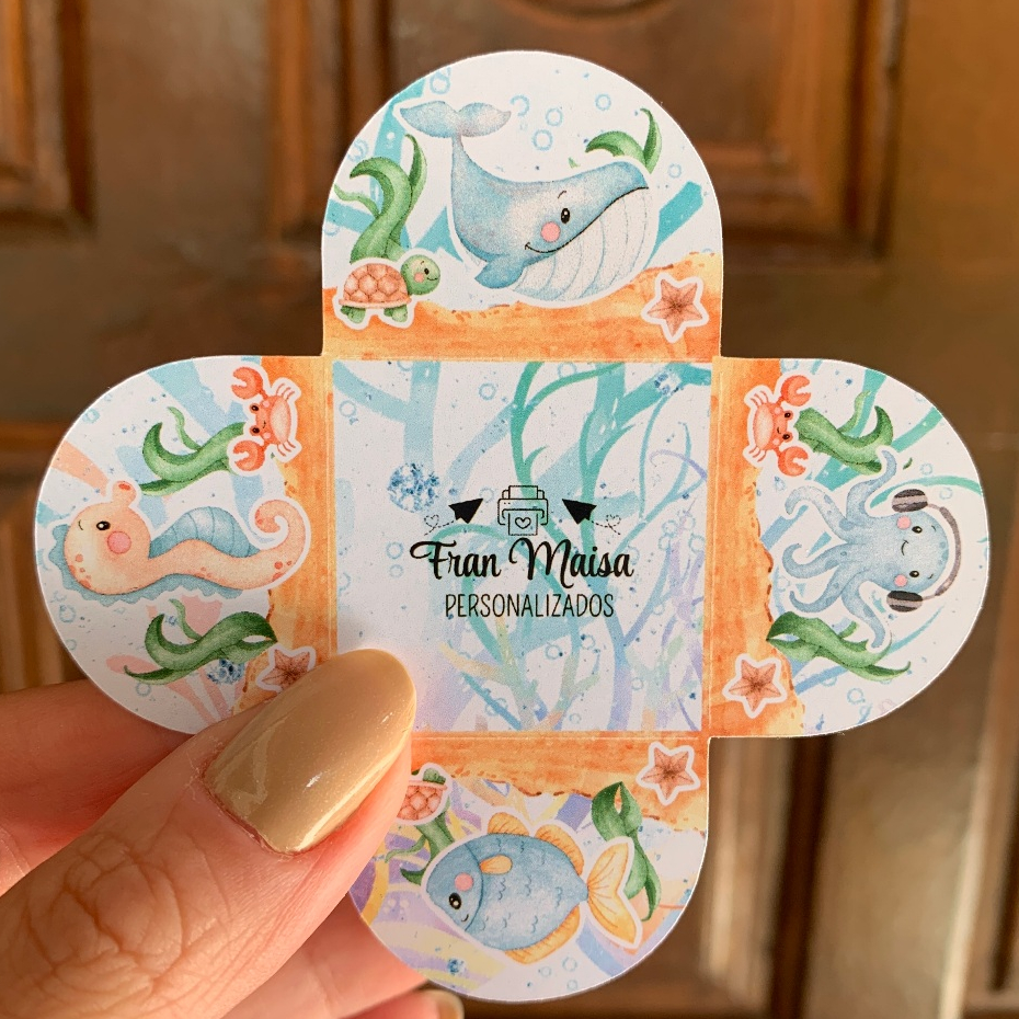 Envio em 24h Forminhas para Doces Fundo do Mar Menino 4 Pétalas Festa Aniversário Personalizadas