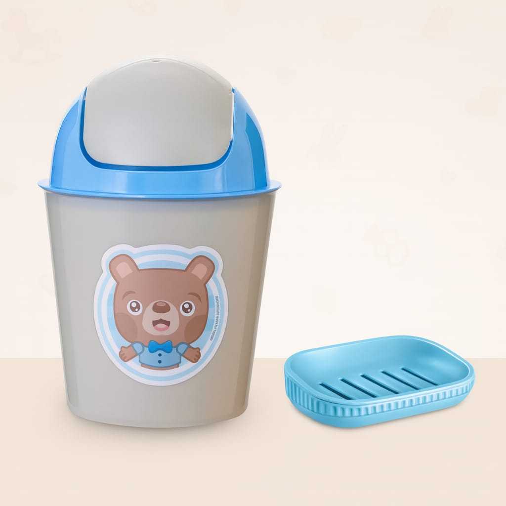 Kit 2 Em 1 Saboneteira Pia Bebê Infantil + Lixo 3 L Com Tampa Basculante Bebê Infantil Quarto Do Bebê