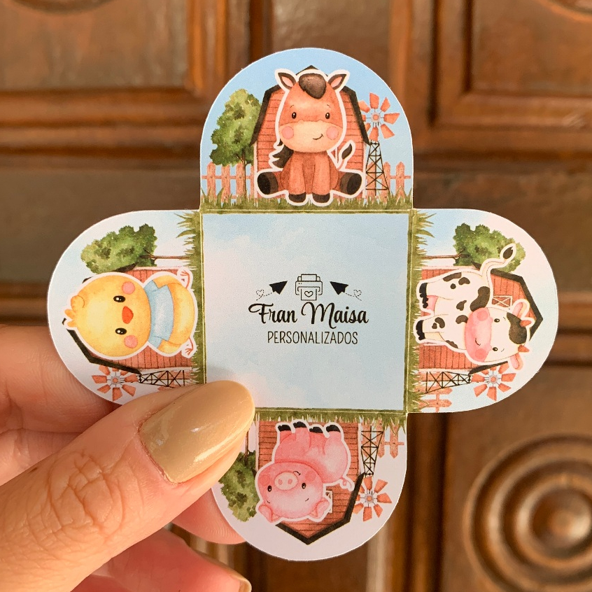 Envio em 24h Forminhas para Doces Fazendinha Menino 4 Pétalas Festa Aniversário Personalizadas