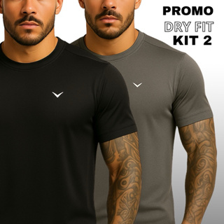 Promoção kit 2 Camiseta Dry Fit Masculina Lisa - Casual Treino Academia Esportes Exercícios Corrida em Oferta na Shopee