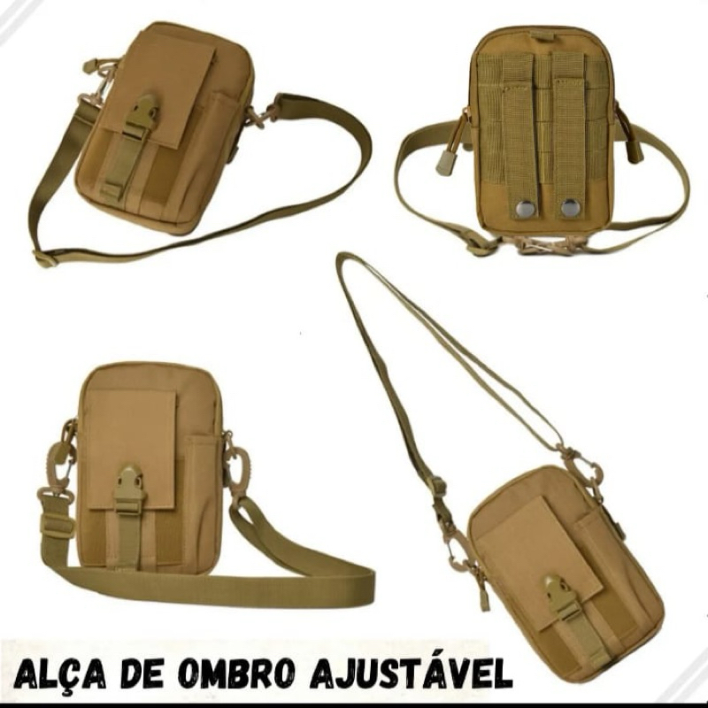 Bolsa Masculina Pochete Militar Pequena De Ombro Tiracolo — imagem 2 de 2