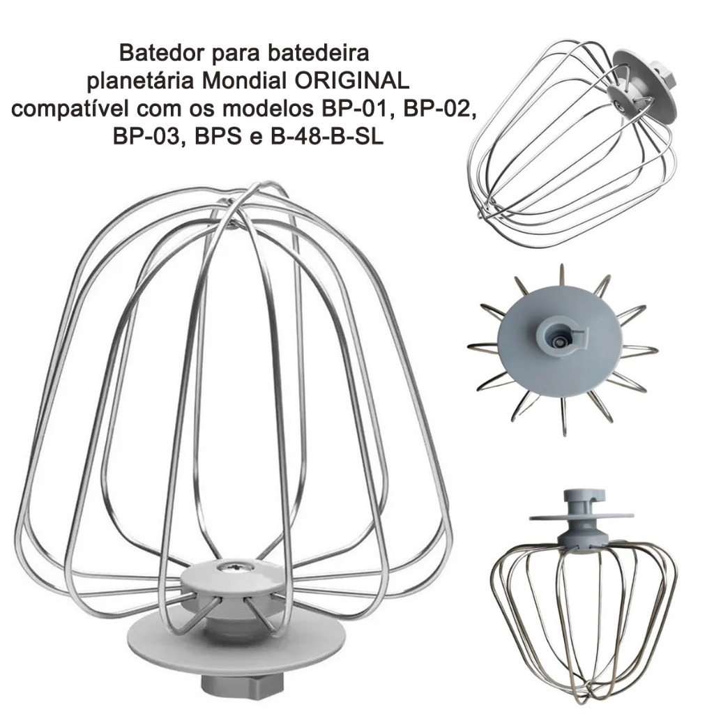 Batedor  globo Clara Massa Leve para Batedeira Mondial Bp-01 Bp-02 Bp-03 ORIGINAL