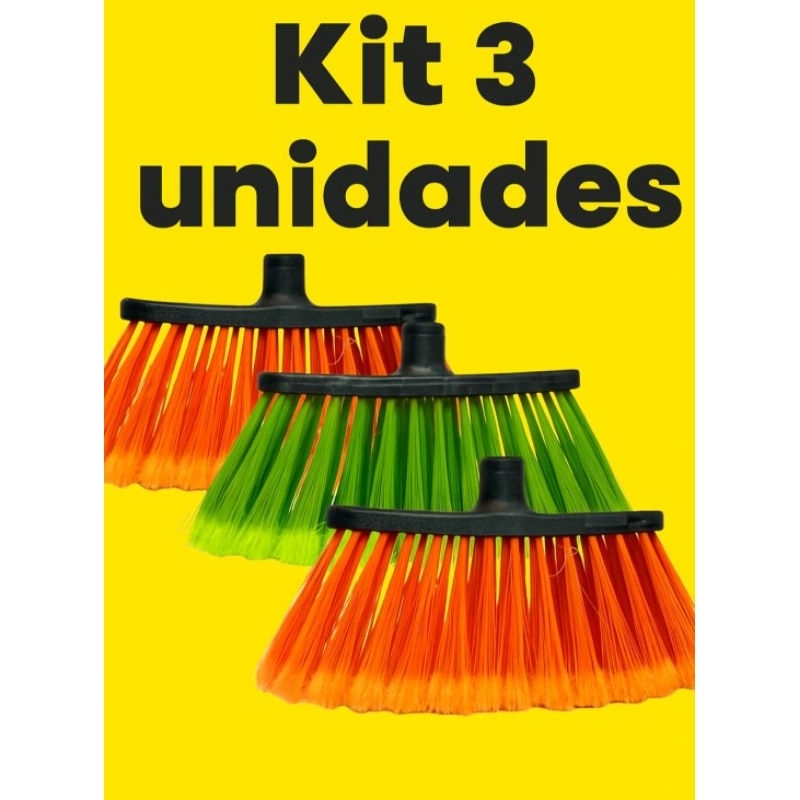 Kit 3 Vassouras Exatinha Esponflora Sem Cabo