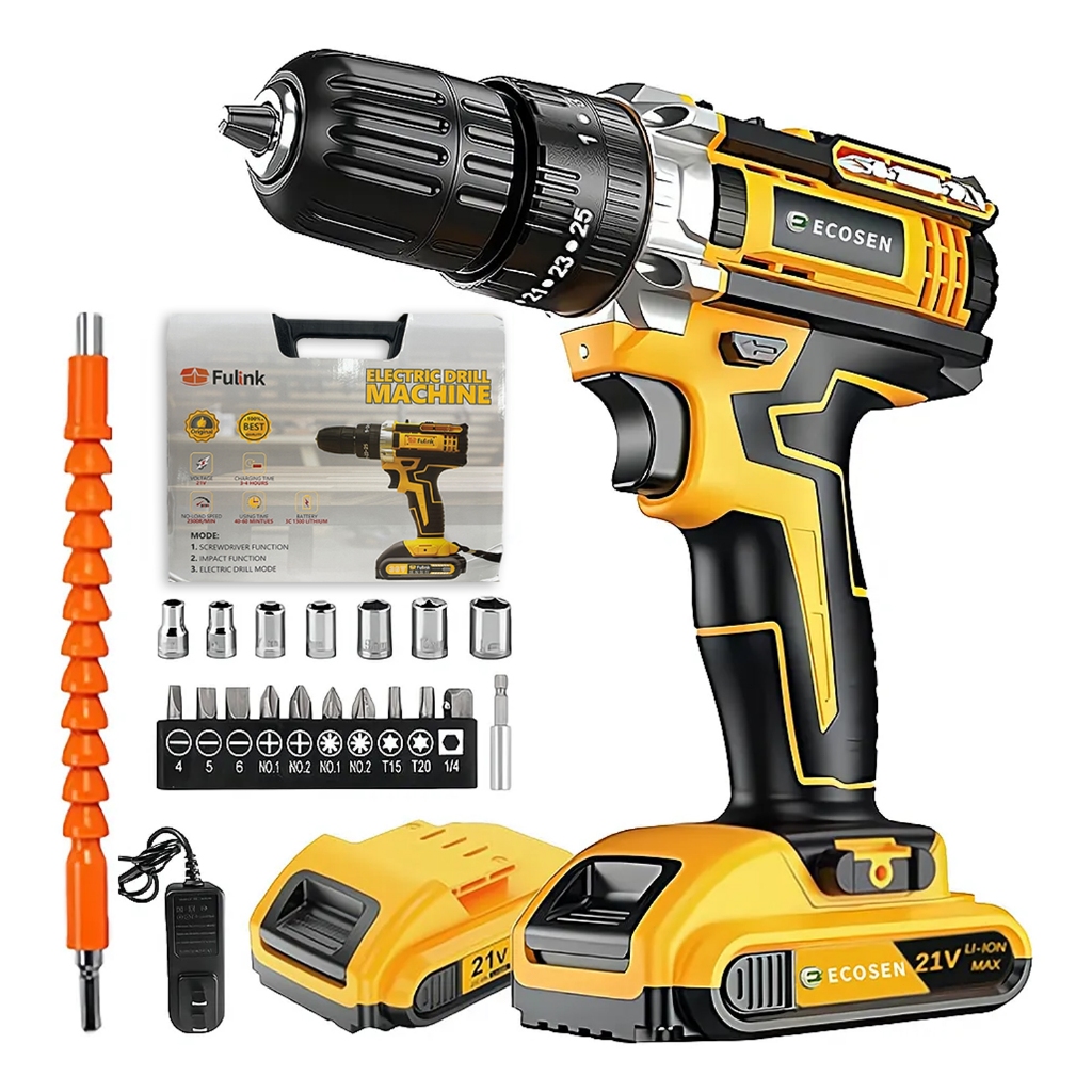 Parafusadeira Furadeira Sem Fio 21V 2 Baterias 2300RPM 1300MAH kit furadeira parafusadeira