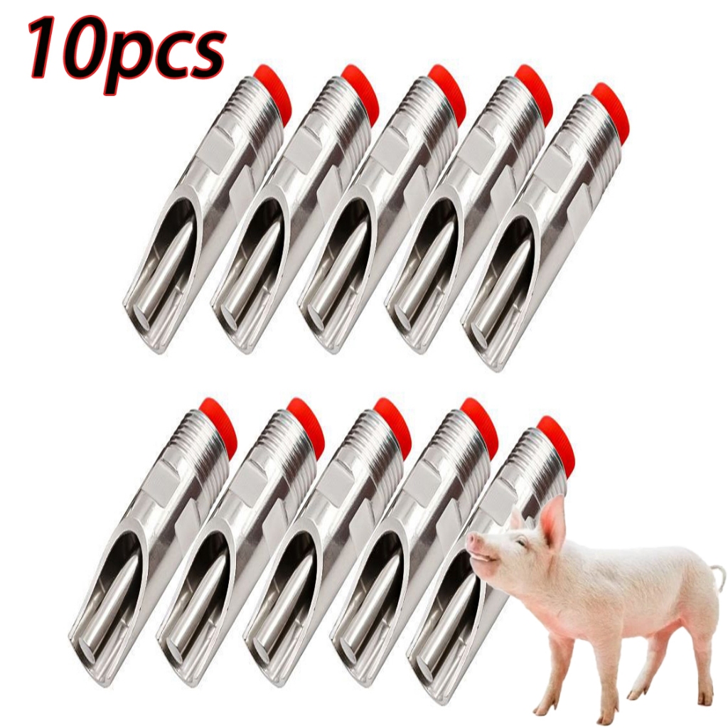 Kit 10/5 Bebedouro De Porco Automático Chupeta Suíno Bico Aço Inoxidável