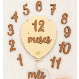 Kit mesversário neutro com todos os meses do ano Bege amarelo marrom em Oferta na Shopee