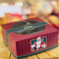 10 CAIXA PARA BOLO GUIRLANDA 25X25X10 5703 (NATAL 2025 IDEIA) (CHOCO)