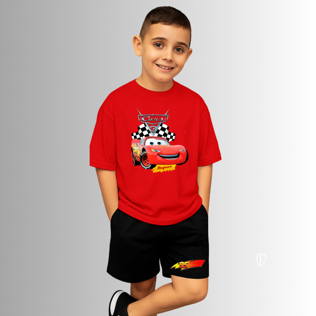 Conjunto Infantil Camiseta e Short Moletinho Carros Mc Queen 95 Relâmpago Festa Tematica em Oferta na Shopee