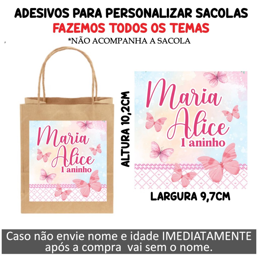 Adesivo para personalizar sacolas JARDIM DE BORBOLETAS-personalizados-lembrancinhas-aniversário