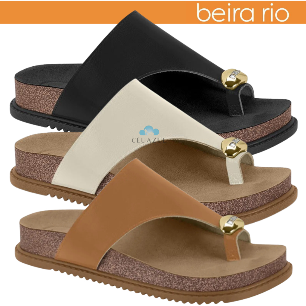 Tamanco Feminino Beira Rio Camel Dedo  Enfeite Dourado em Oferta na Shopee