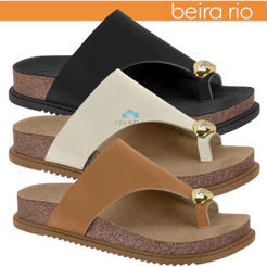 Tamanco Feminino Beira Rio Camel Dedo Enfeite Dourado