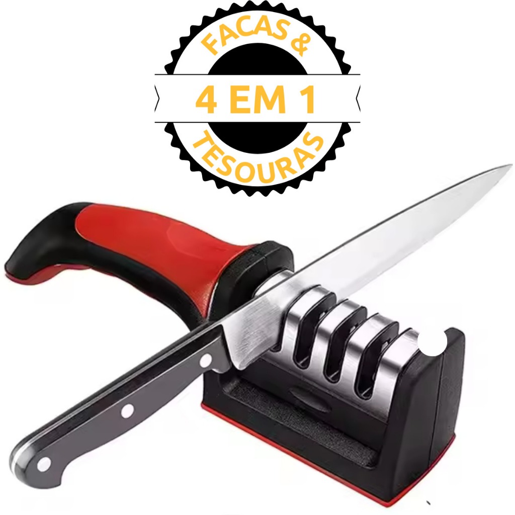 Afiador de Facas e Tesouras 4 Estágios Profissional Amolador Polidor Cozinha Doméstica