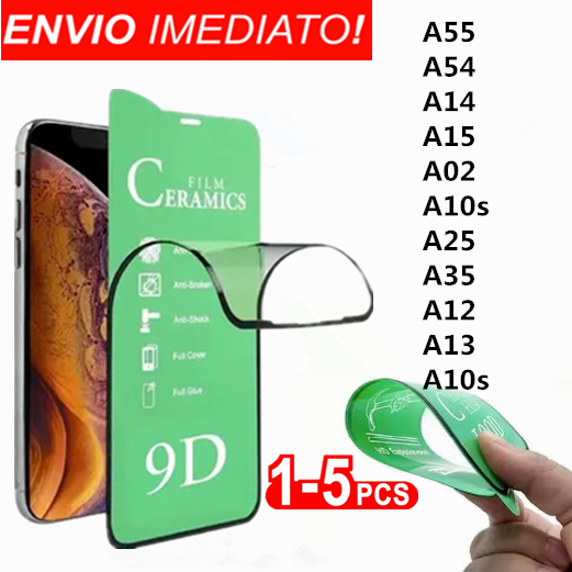 Películas Cerâmica Transparente Flexível 3D 9D Samsung A55/A54/A14/A15/A02/A10s/A25/A35/A12/A13/A10s