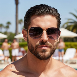 Óculos de Sol Masculino Hexagonal Degrade Haste Metal em Oferta na Shopee