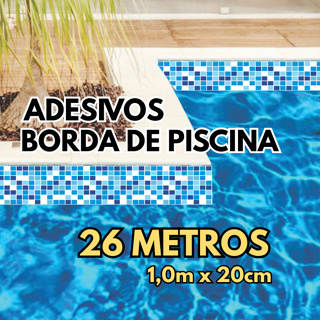 26 METROS Adesivo Para Borda de Piscina Diversos - 1m x 20cm em Oferta na Shopee