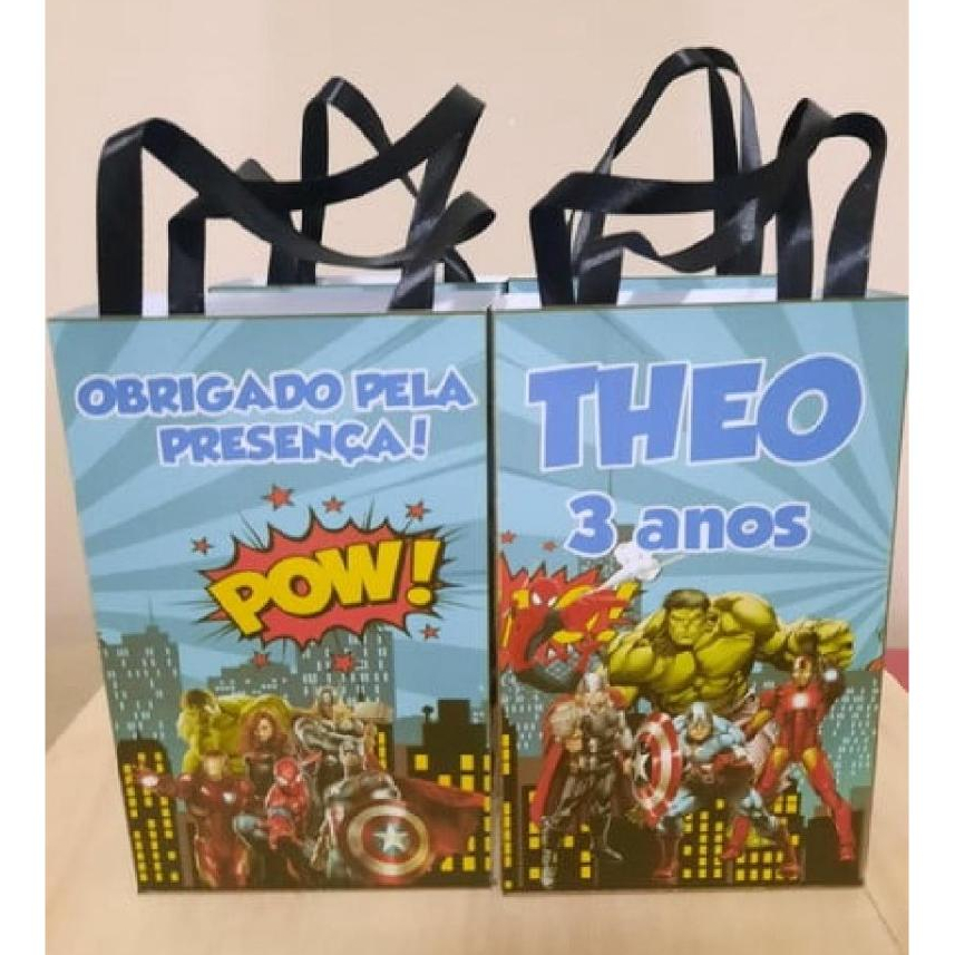 Sacolinha Surpresa Vingadores Personalizada Lembrancinha para Festa Aniversário Infantil