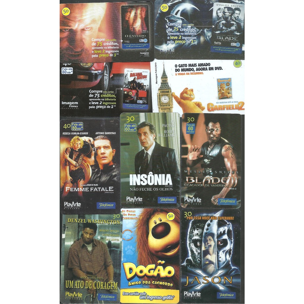 Cartões telefonicos ** 30 CARTÕES DE FILMES CINEMA **** pacote com excelentes cartões veja imagens originais