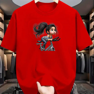 Camiseta Feminina Menina FofaTreino Academia Bicicleta 100% Algodão em Oferta na Shopee