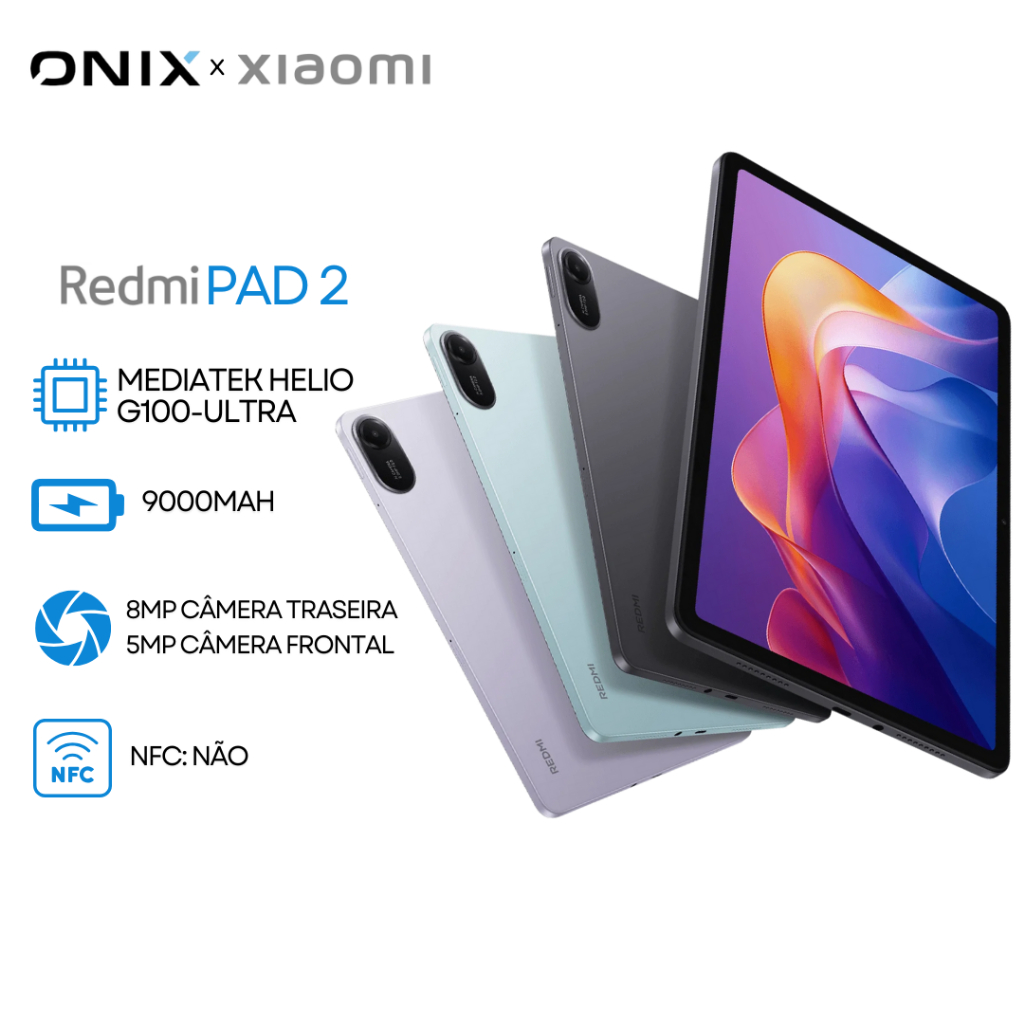 Tablet Redmi Pad 2,  Processador MediaTek Helio G100-Ultra, Bateria mAh, Versão Global