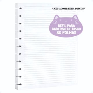 Refil Caderno de discos 80 folhas Miau Universitário ou A5 em Oferta na Shopee