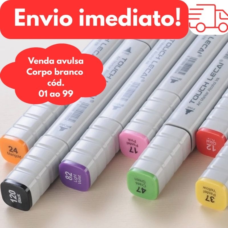 Caneta Marcadora Touch Corpo Branco – Design Diferenciado e Sofisticado/ Cód. 01 ao 99. em Oferta na Shopee