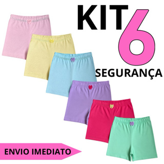 Kit 6 Calcinha de Segurança Usar com Vestido Em Cotton Algodão 2 - 12 Anos (0079) em Oferta na Shopee