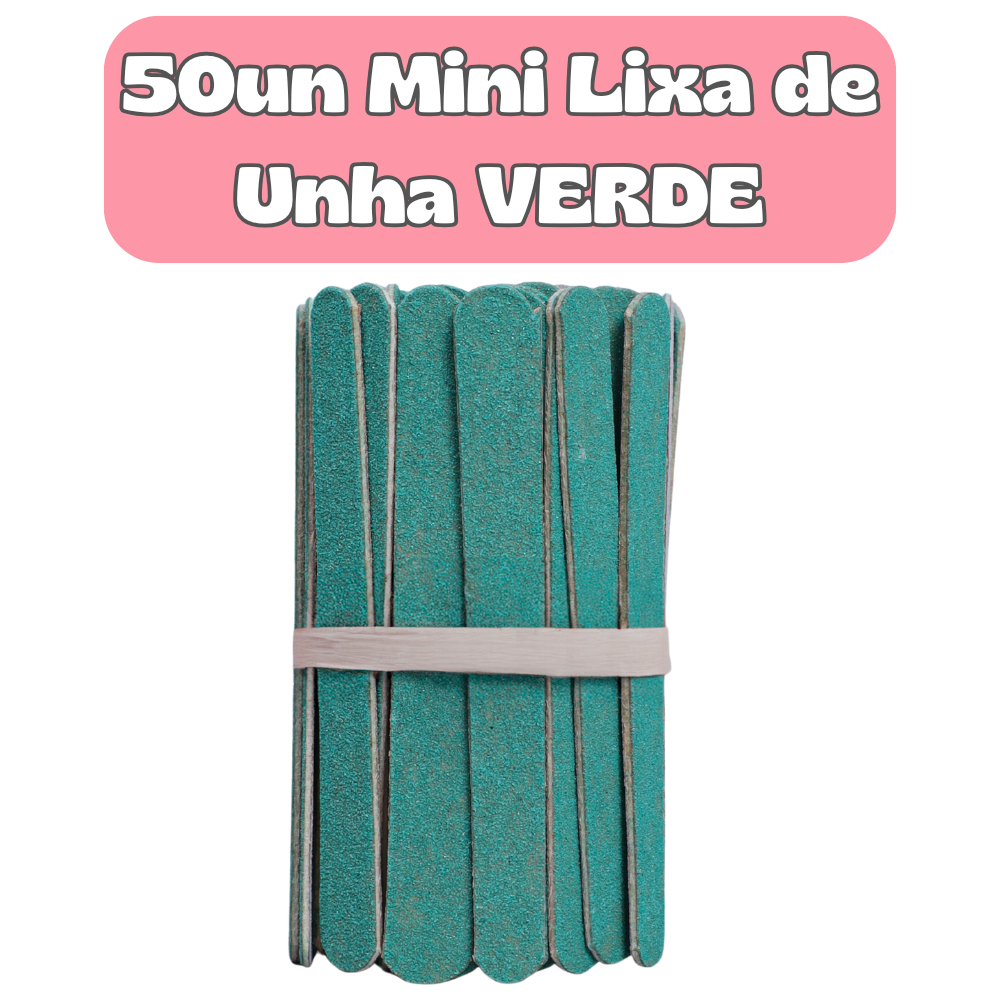 Kit 50 Mini Lixa de Unha 8CM VERDE Profissional Manicure Pedicure – Uso Pessoal e Salão em Oferta na Shopee