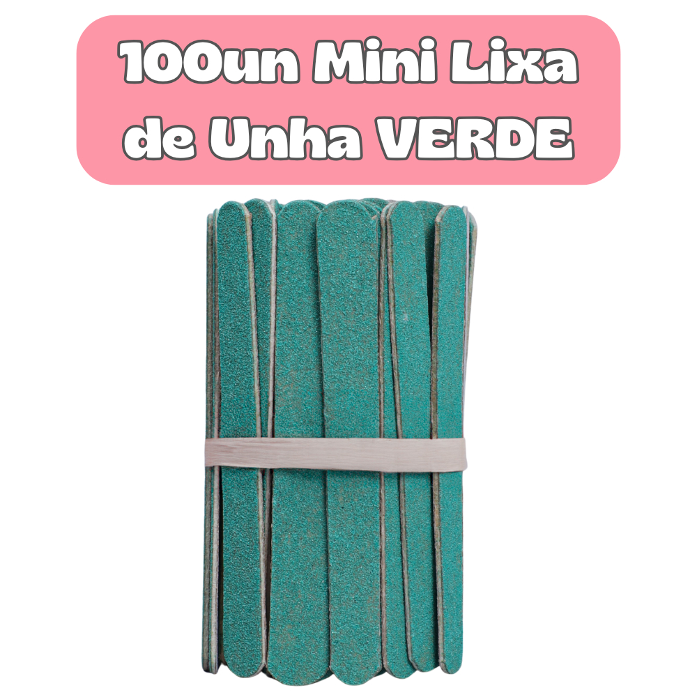 100un Lixa Mini VERDE Descartavel Para Manicure Pedicure Clinica de Estética Salão de Beleza