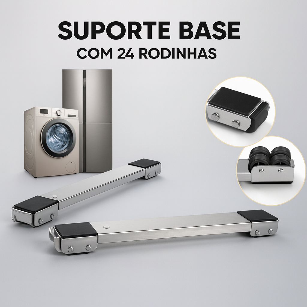 Base Móvel Ajustável para Geladeira/Fogão/Máquina de Lavar 4 Rodízios Suporte Universal Ajustável