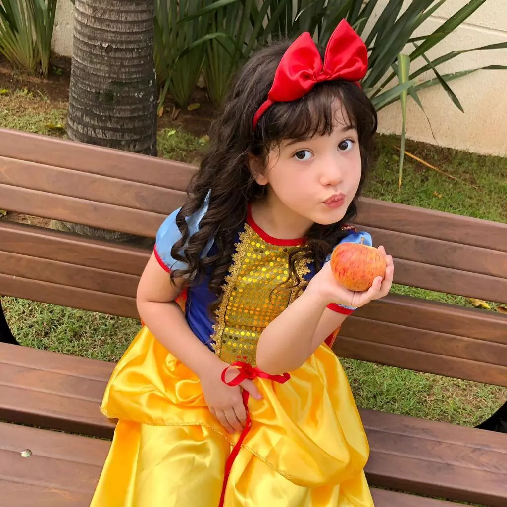 Vestido Branca De Neve Fantasia Infantil Princesas Meninas Cosplay Festa Aniversário
