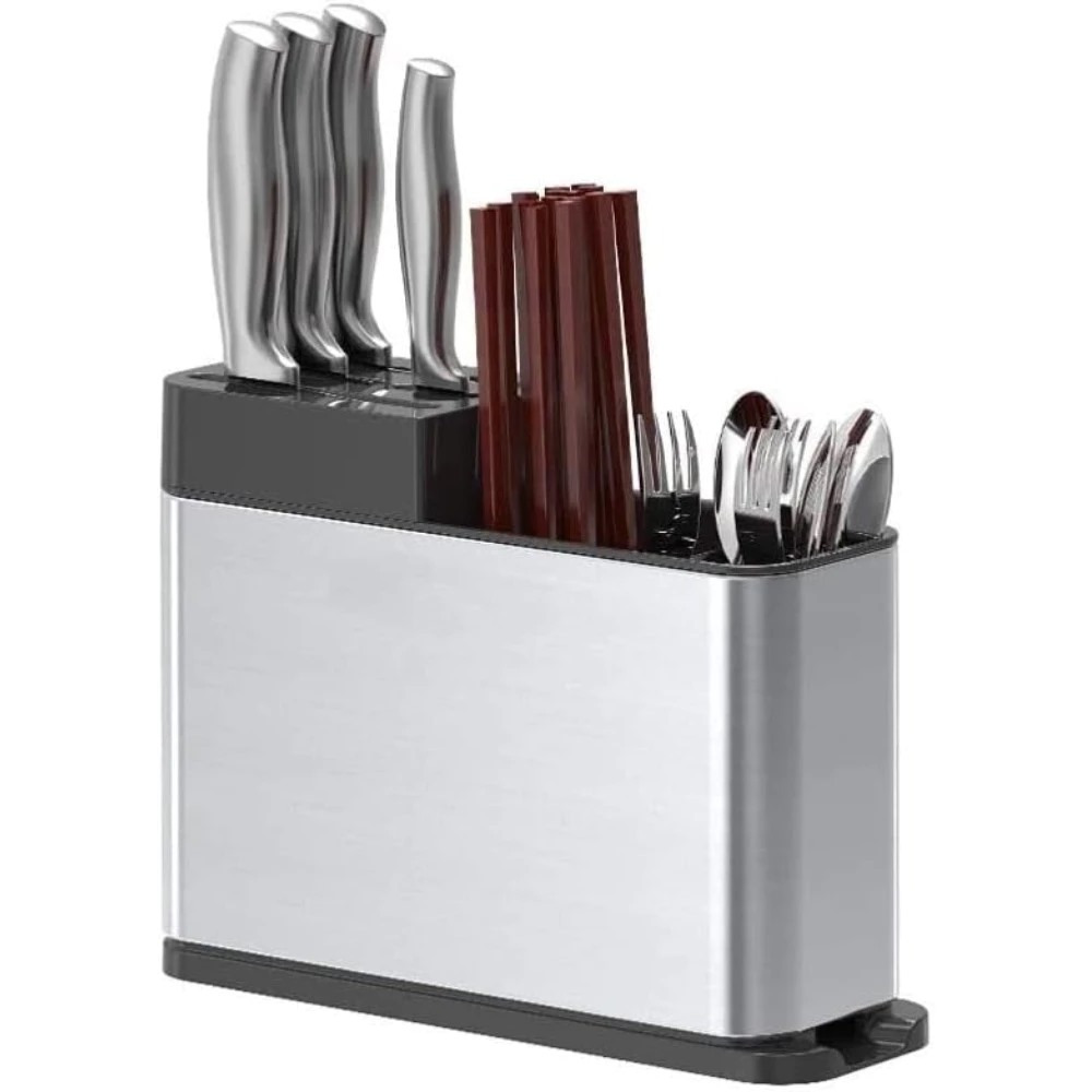 Escorredor Porta Talher Com Suporte de Facas Aço Inoxidável TOP-1220 em Oferta na Shopee